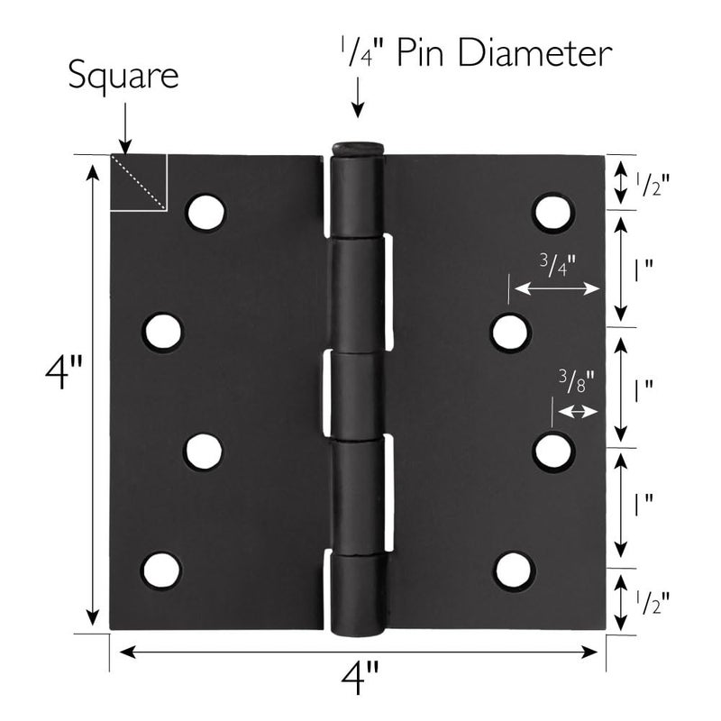 Design House Door Hinges for Interior Doors 3-Pack 4-inch x 4-inch, Design House Square Corner Steel Door Hinge Door Hardware, Matte Black, 188987 - Image 2